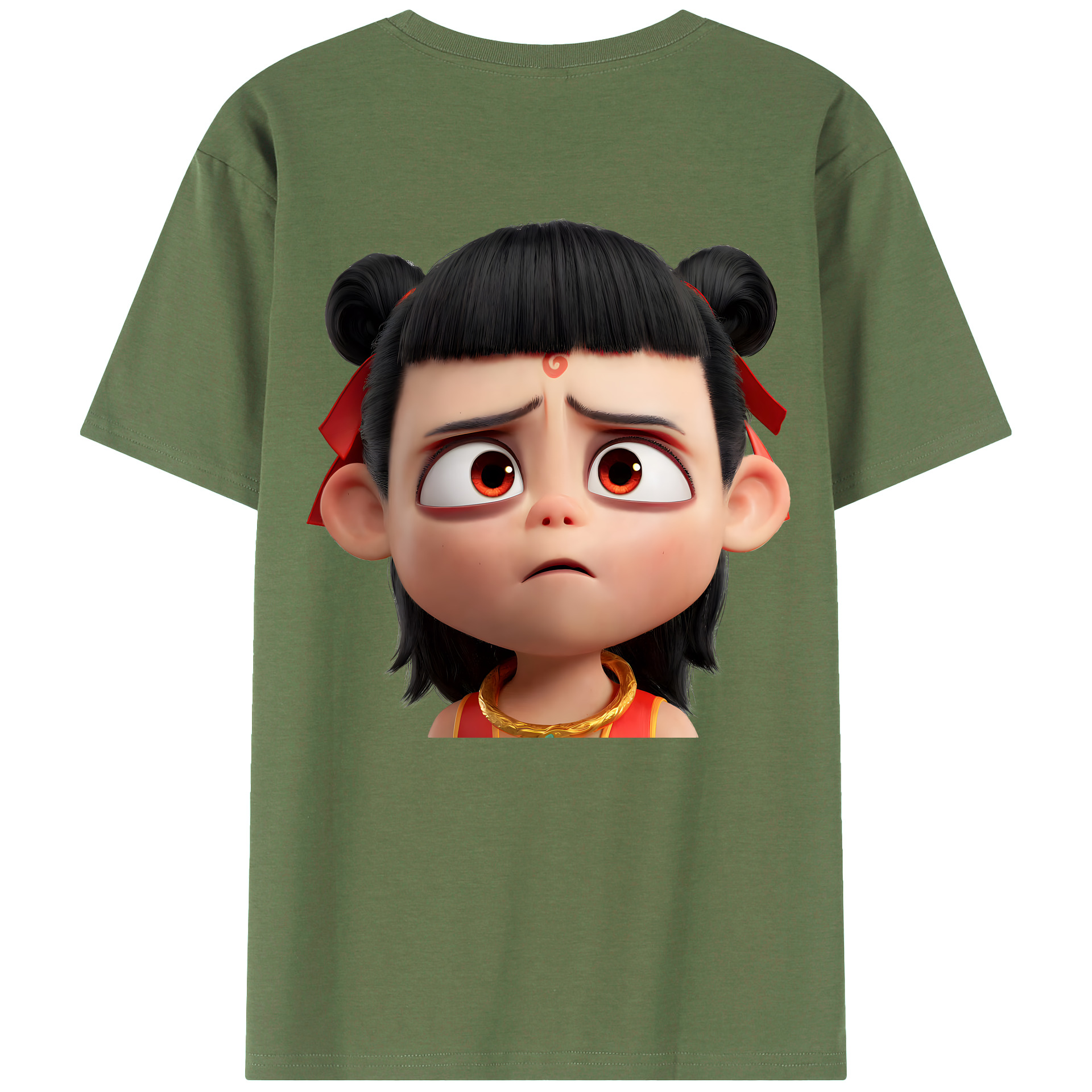 （画像用） Ne Zha 2 ナタ 魔童の大暴れ 綿100％ メンズ半袖Tシャツ（バックプリント） 通気性